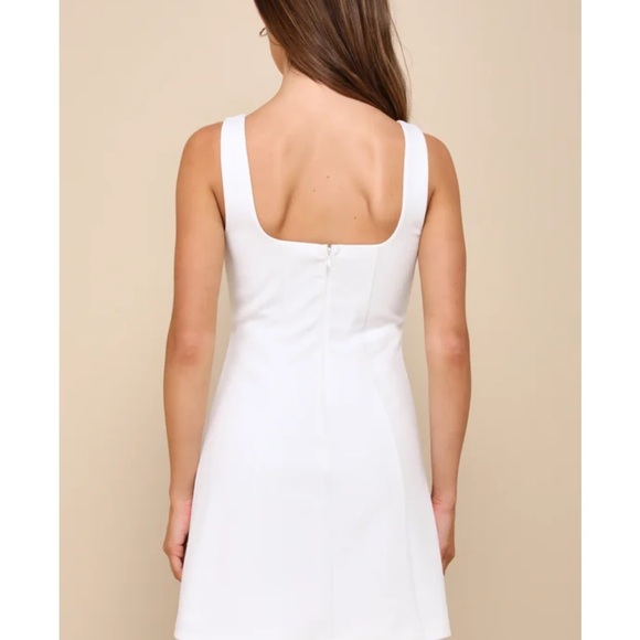 Lulus Irreplaceable Cutie White Rosette Sleeveless A-Line Mini Dress - Picture 3 of 4